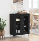 VidaXL Dressoir Zwart Eiken 69,5 x 34 x 90 cm Bewerkt hout