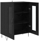 VidaXL Dressoir Zwart Eiken 69,5 x 34 x 90 cm Bewerkt hout