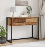 VidaXL Bijzettafel met lade Oud Hout 100 x 36 x 75 cm Bewerkt hout