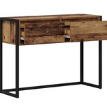 VidaXL Bijzettafel met lade Oud Hout 100 x 36 x 75 cm Bewerkt hout