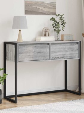 VidaXL Bijzettafel met lade Grijs Sonoma 100 x 36 x 75 cm Bewerkt hout