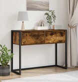 VidaXL Bijzettafel met lade Rook Eik 100 x 36 x 75 cm Bewerkt hout