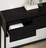 VidaXL Bijzettafel met lade Zwart Eiken 100 x 36 x 75 cm Bewerkt hout