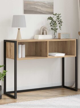 VidaXL Bijzettafel Ambachtelijk eiken 100 x 36 x 75 cm Bewerkt hout