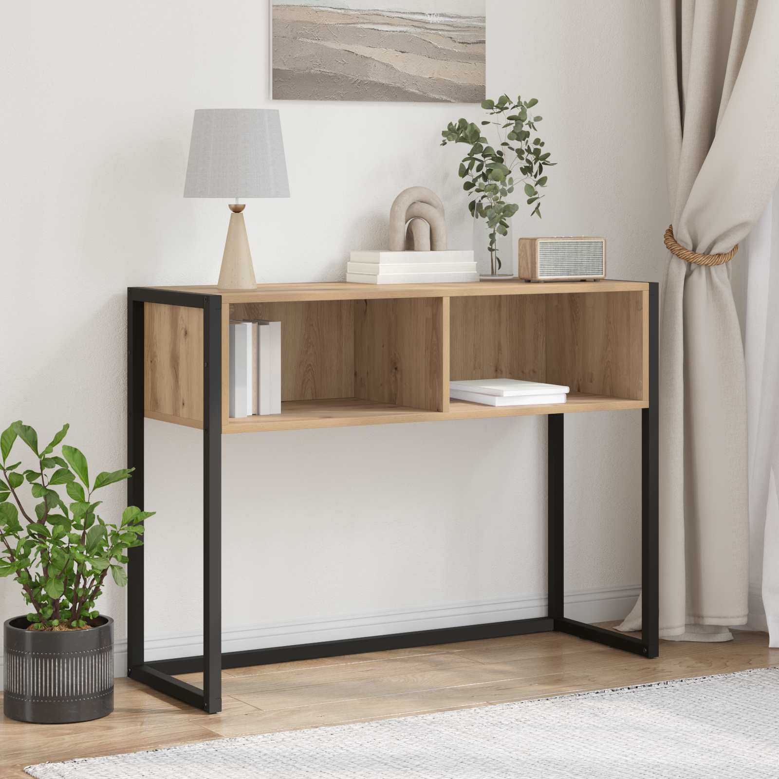 VidaXL Bijzettafel Ambachtelijk eiken 100 x 36 x 75 cm Bewerkt hout