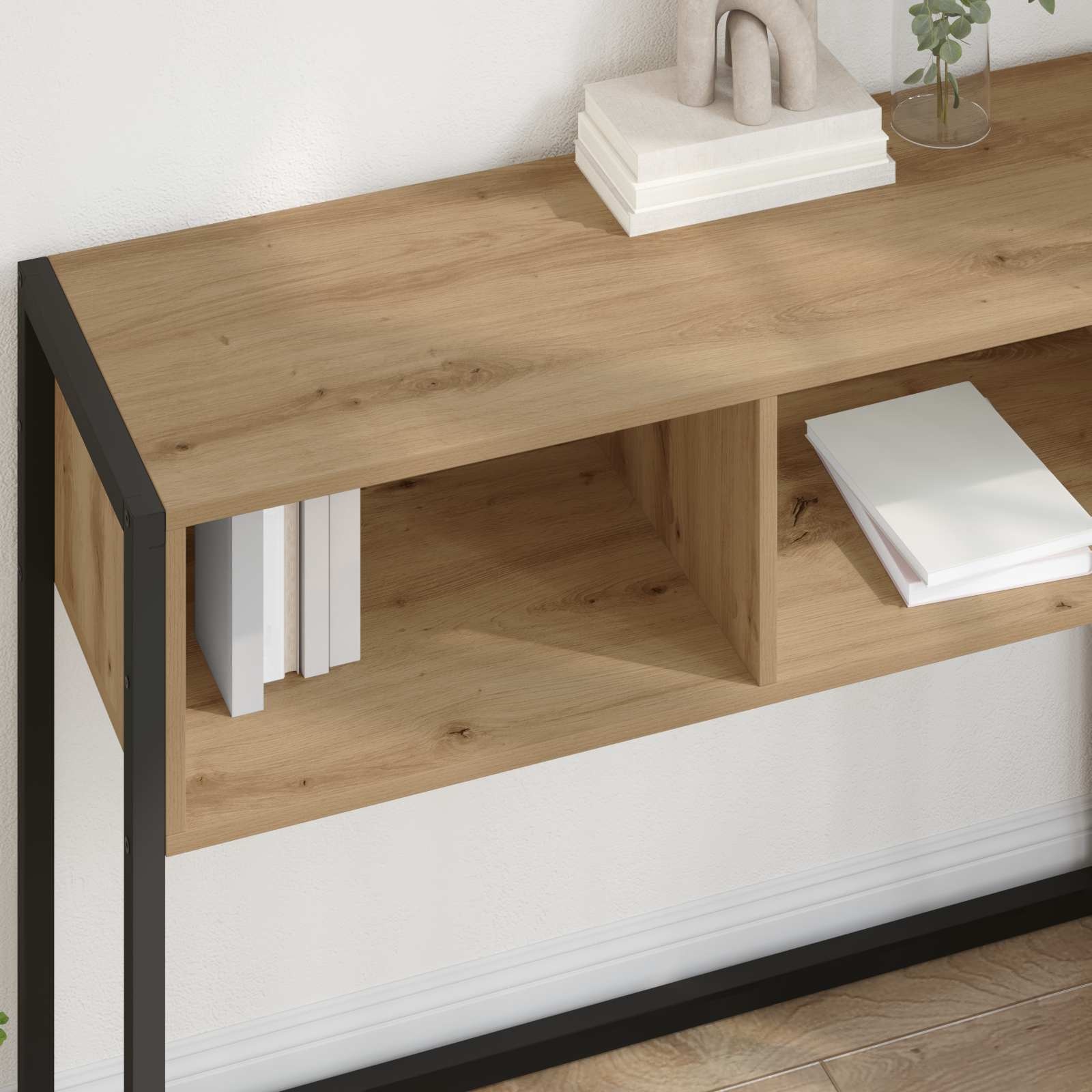 VidaXL Bijzettafel Ambachtelijk eiken 100 x 36 x 75 cm Bewerkt hout