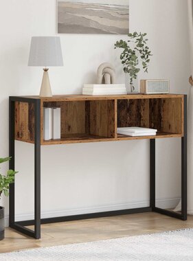 VidaXL Bijzettafel met opslag Oud Hout 100 x 36 x 75 cm Bewerkt hout