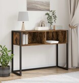 VidaXL Bijzettafel met opslag Rook Eik 100 x 36 x 75 cm Bewerkt hout