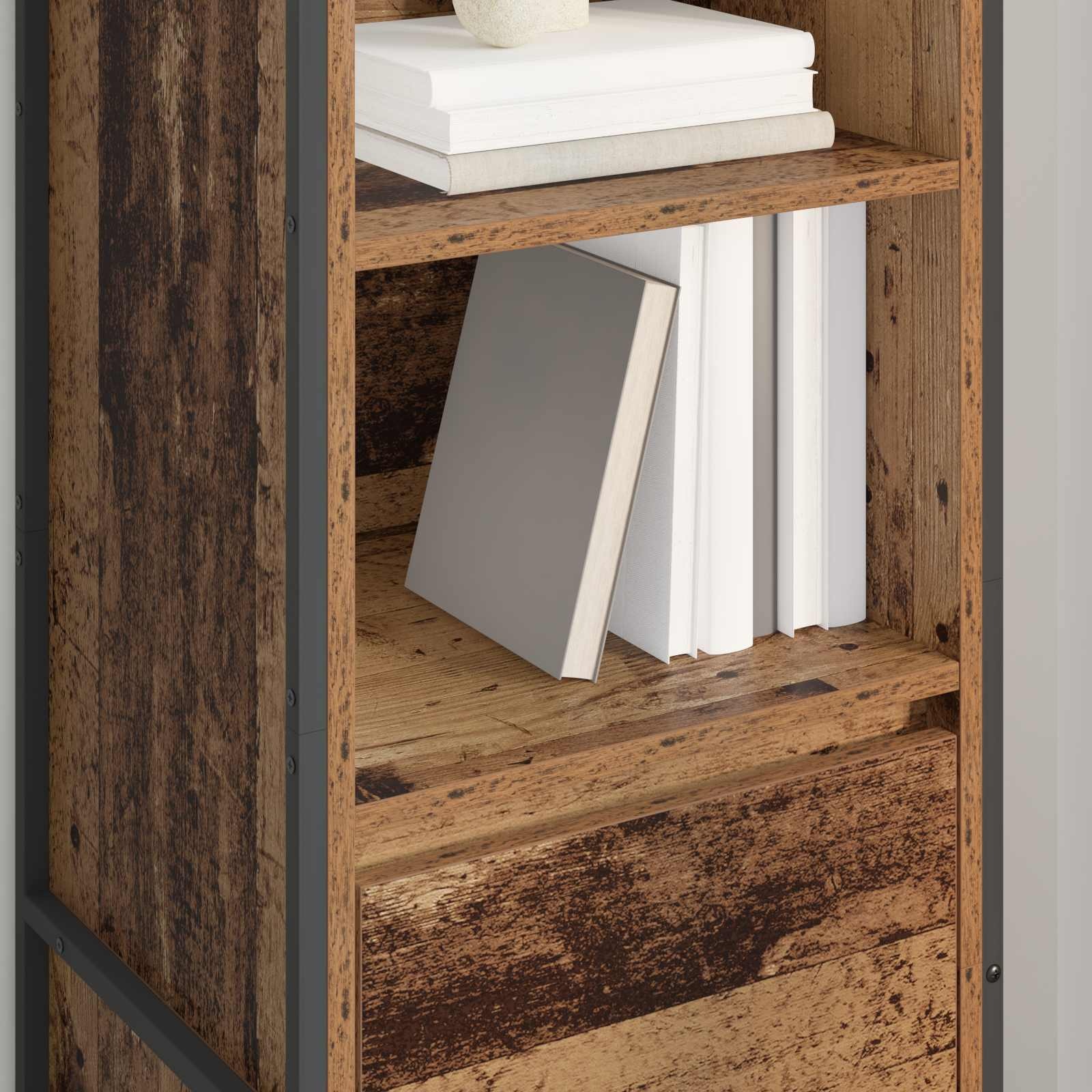 VidaXL Boekenkast met lade Oud Hout 43 x 36 x 150.5 cm Bewerkt hout