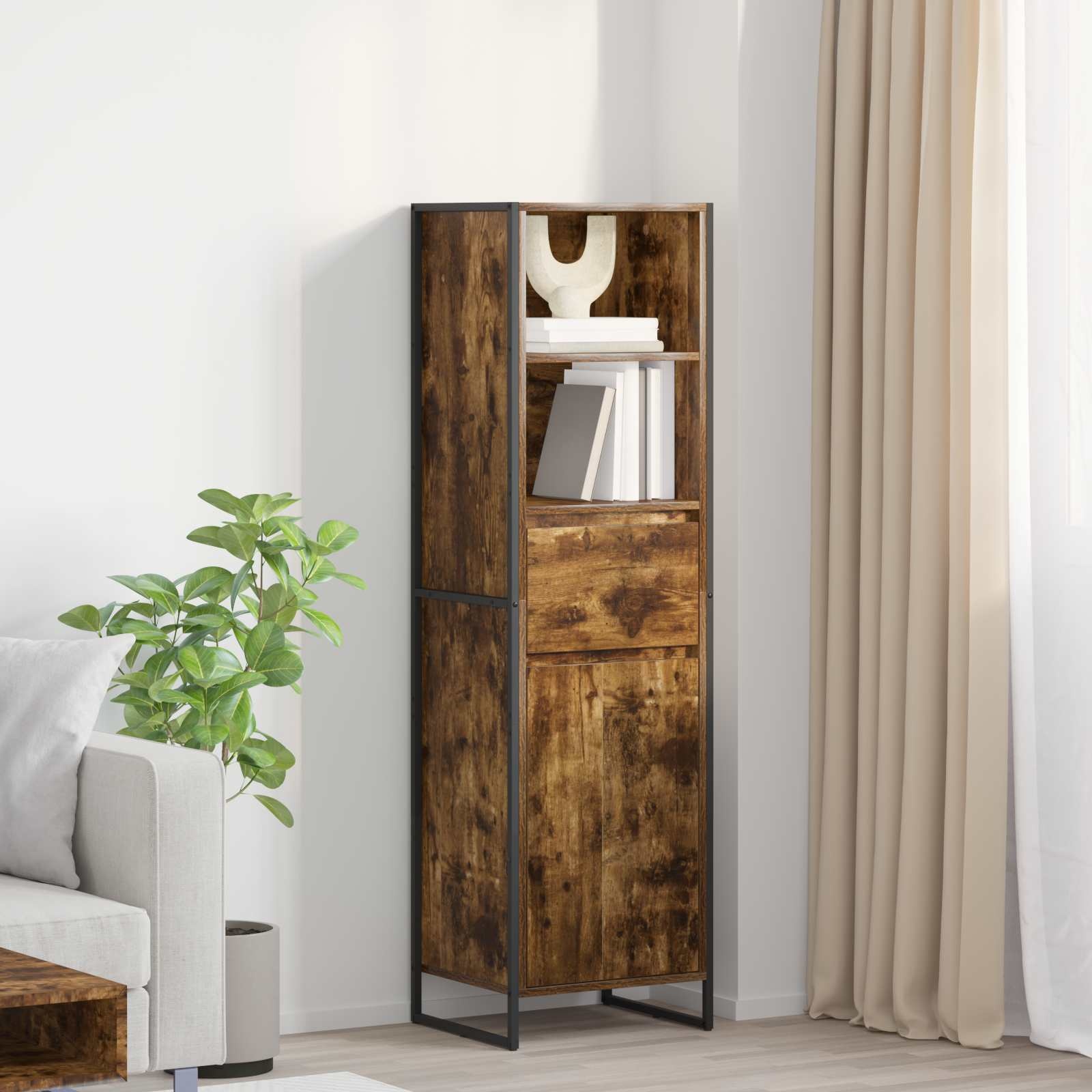 VidaXL Boekenkast met lade Rook Eik 43 x 36 x 150.5 cm Bewerkt hout