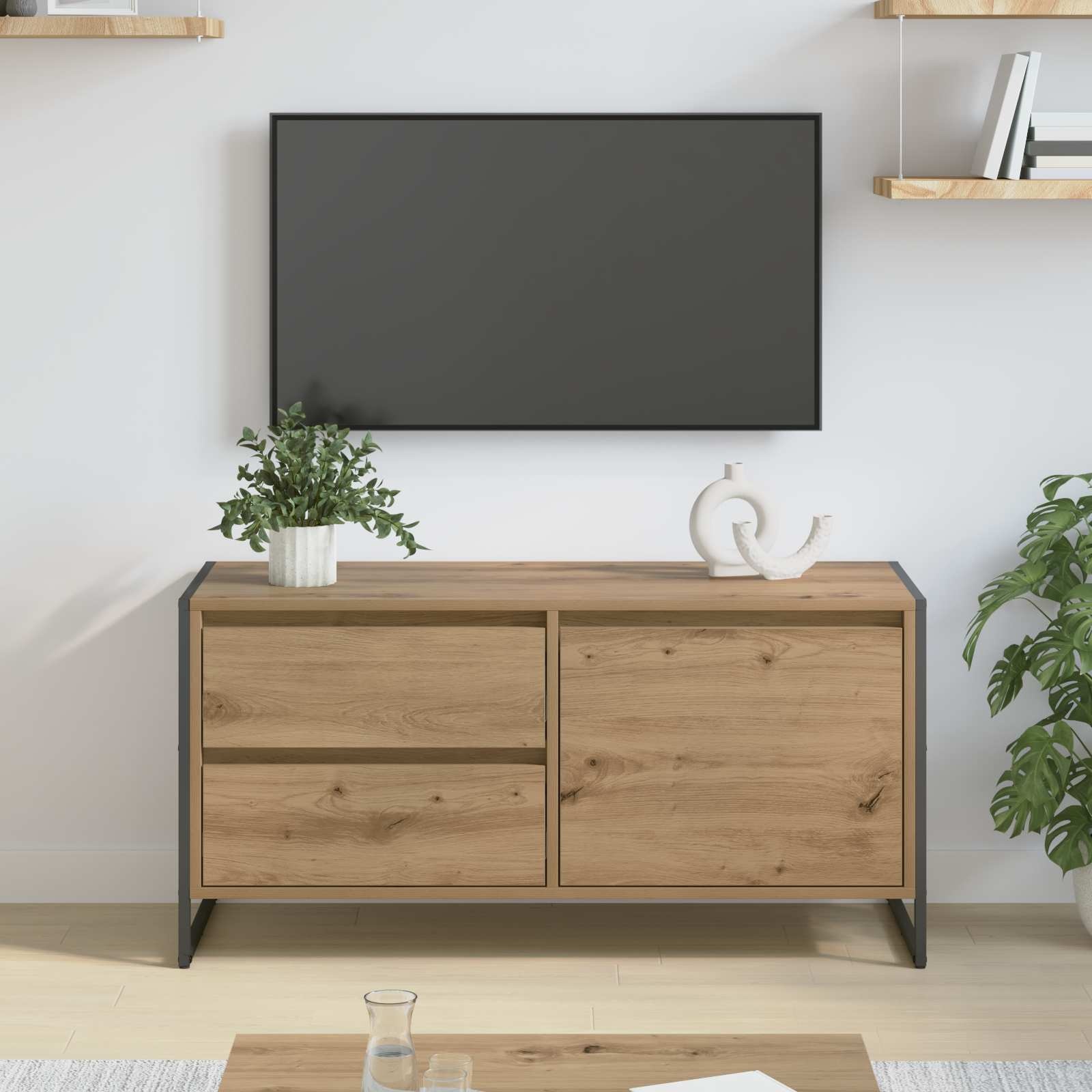 VidaXL TV-kast Ambachtelijk eiken 100 x 36 x 49.5 cm Bewerkt hout