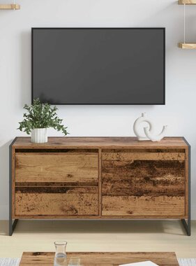 VidaXL TV-kast met lade Oud Hout 100 x 36 x 49.5 cm Bewerkt hout