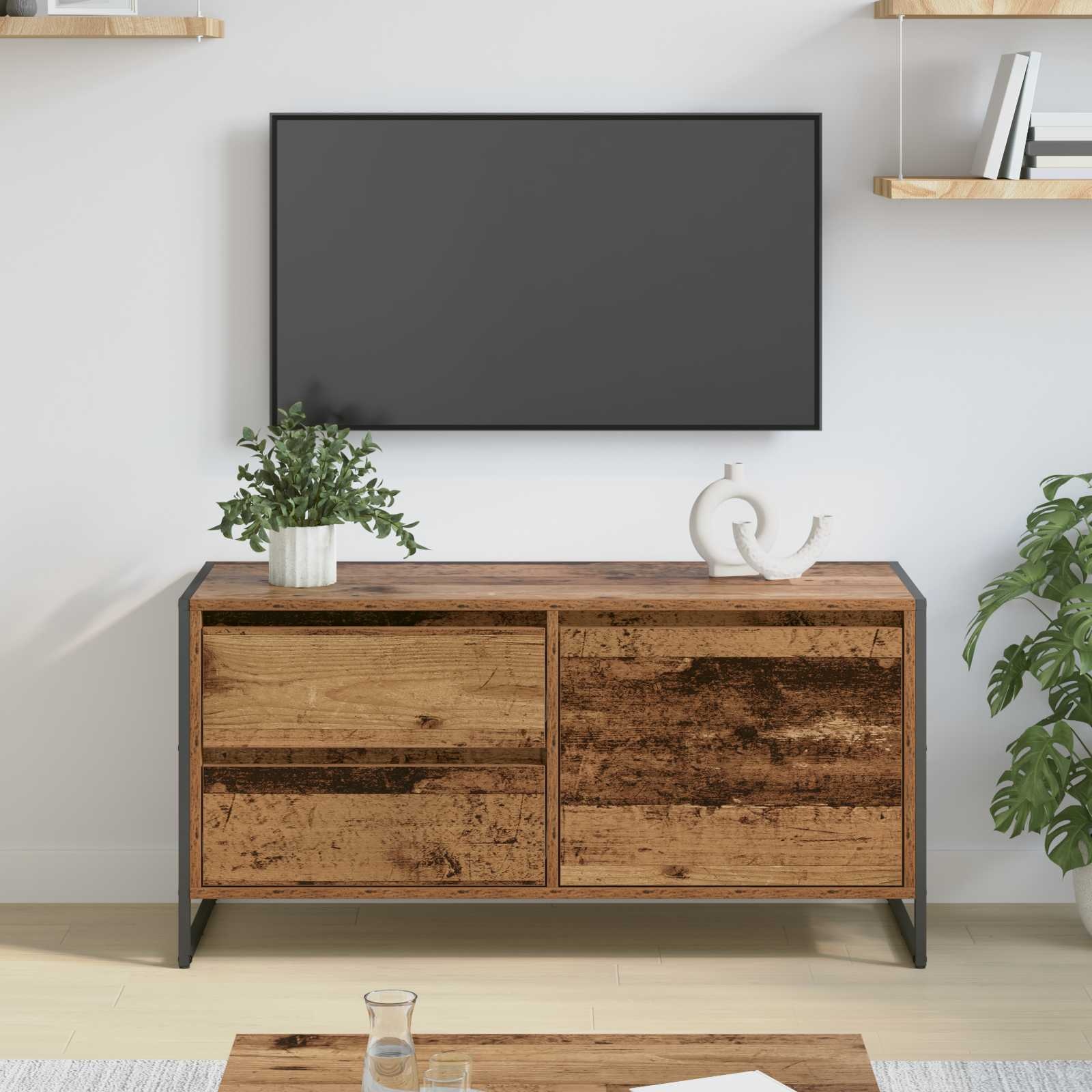 VidaXL TV-kast met lade Oud Hout 100 x 36 x 49.5 cm Bewerkt hout