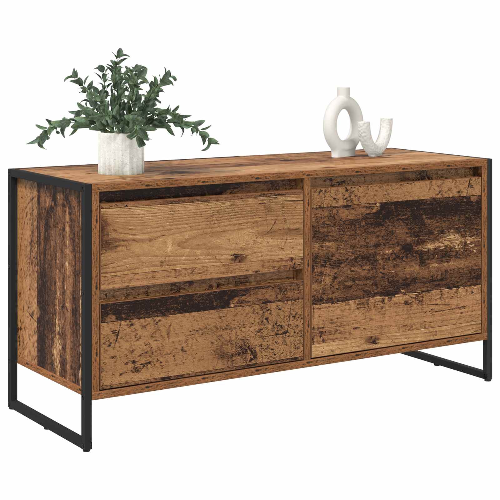 VidaXL TV-kast met lade Oud Hout 100 x 36 x 49.5 cm Bewerkt hout