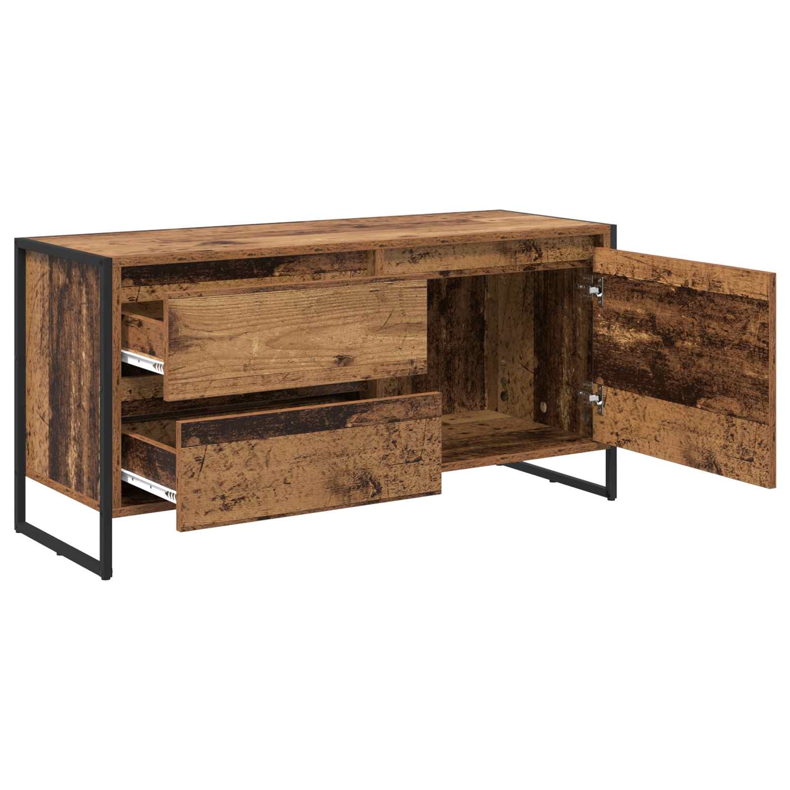 VidaXL TV-kast met lade Oud Hout 100 x 36 x 49.5 cm Bewerkt hout