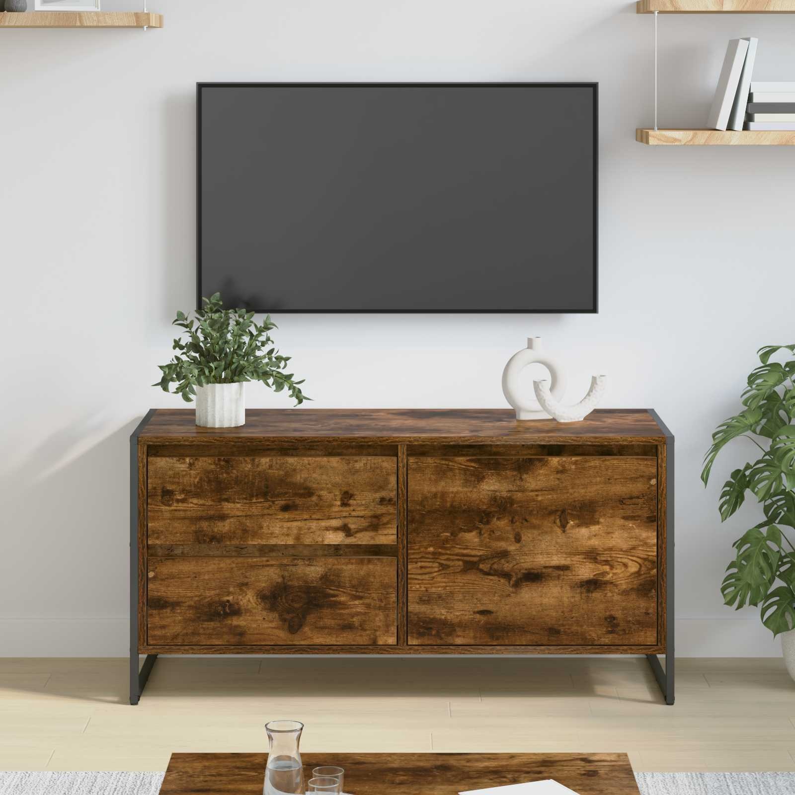 VidaXL TV-kast met lade Rook Eik 100 x 36 x 49.5 cm Bewerkt hout