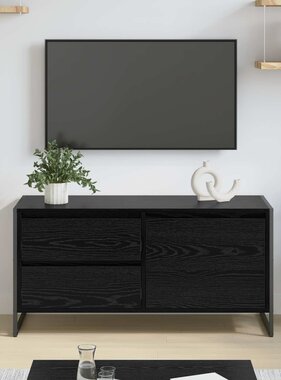 VidaXL TV-kast met lade Zwart Eiken 100 x 36 x 49.5 cm Bewerkt hout