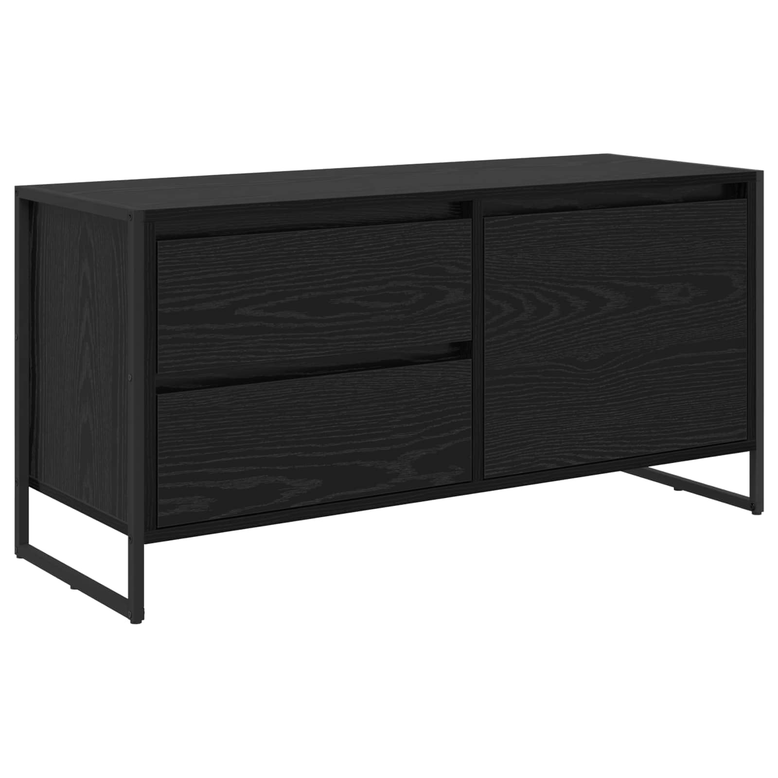 VidaXL TV-kast met lade Zwart Eiken 100 x 36 x 49.5 cm Bewerkt hout