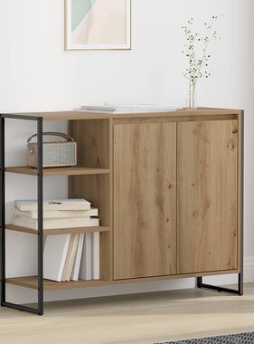 VidaXL Bijzetkast Ambachtelijk eiken 96.5 x 30 x 75 cm Bewerkt hout