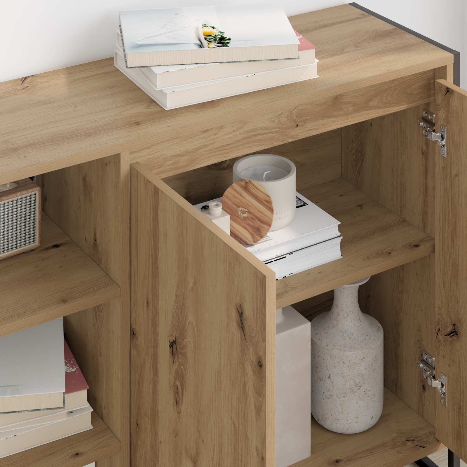 VidaXL Bijzetkast Ambachtelijk eiken 96.5 x 30 x 75 cm Bewerkt hout