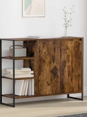 VidaXL Bijzetkast Rook Eik 96.5 x 30 x 75 cm Bewerkt hout