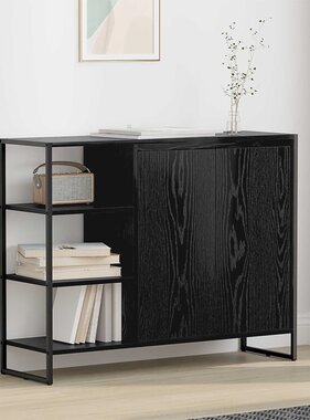 VidaXL Bijzetkast Zwart Eiken 96.5 x 30 x 75 cm Bewerkt hout