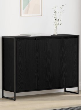 VidaXL Bijzetkast Zwart Eiken 96,5 x 30 x 75 cm Bewerkt hout