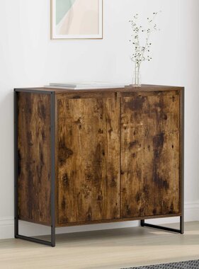 VidaXL Bijzetkast Rook Eik 79 x 36 x 75 cm Bewerkt hout