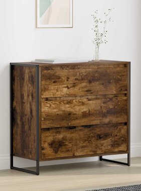 VidaXL Dressoir met lade Rook Eik 79 x 36 x 75.5 cm Bewerkt hout