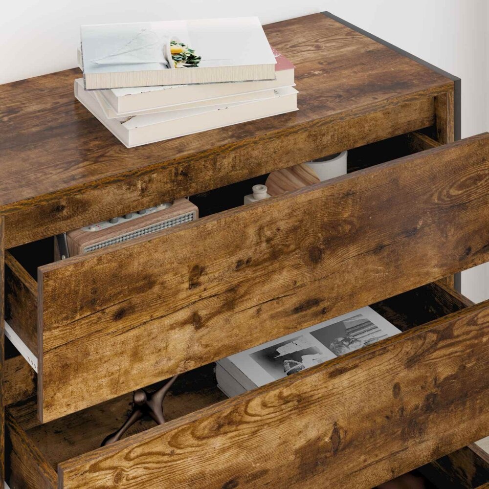 VidaXL Dressoir met lade Rook Eik 79 x 36 x 75.5 cm Bewerkt hout