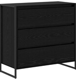 VidaXL Dressoir met lade Zwart Eiken 79 x 36 x 75.5 cm Bewerkt hout