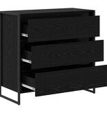 VidaXL Dressoir met lade Zwart Eiken 79 x 36 x 75.5 cm Bewerkt hout