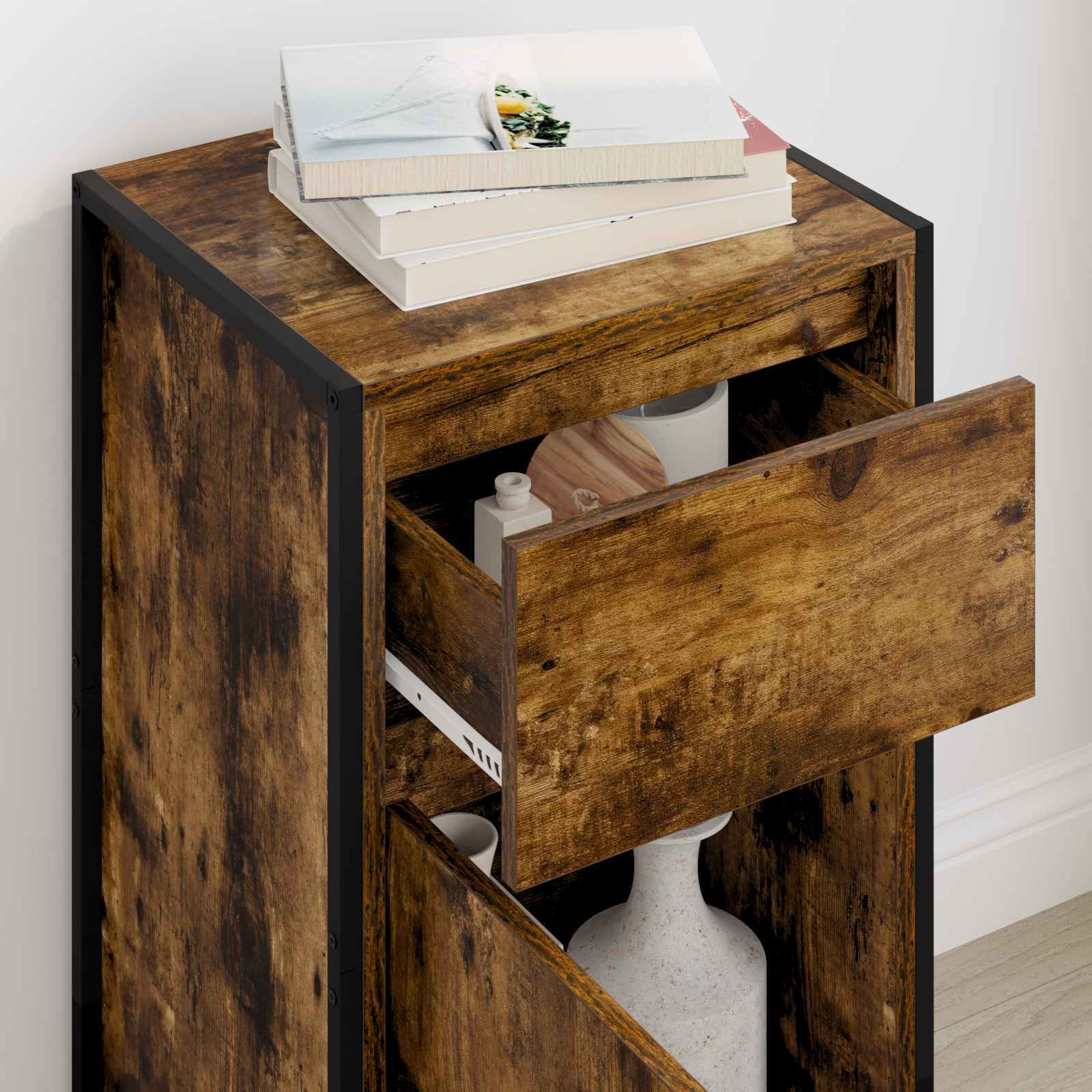 VidaXL Dressoir met lade Rook Eik 81 x 36 x 150.5 cm Bewerkt hout