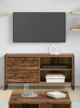 VidaXL TV-kast met lade Oud Hout 100 x 36 x 49,5 cm Bewerkt hout
