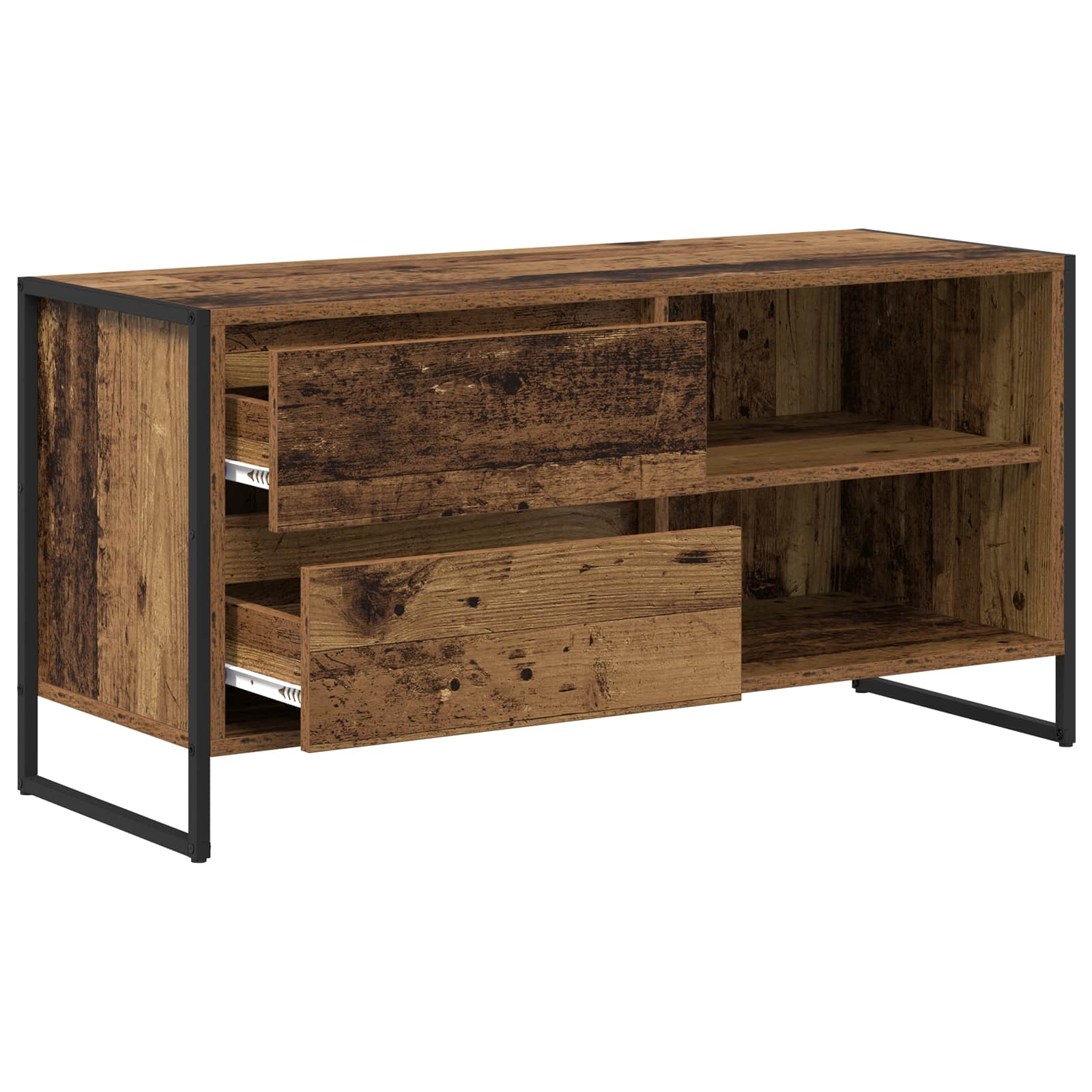 VidaXL TV-kast met lade Oud Hout 100 x 36 x 49,5 cm Bewerkt hout