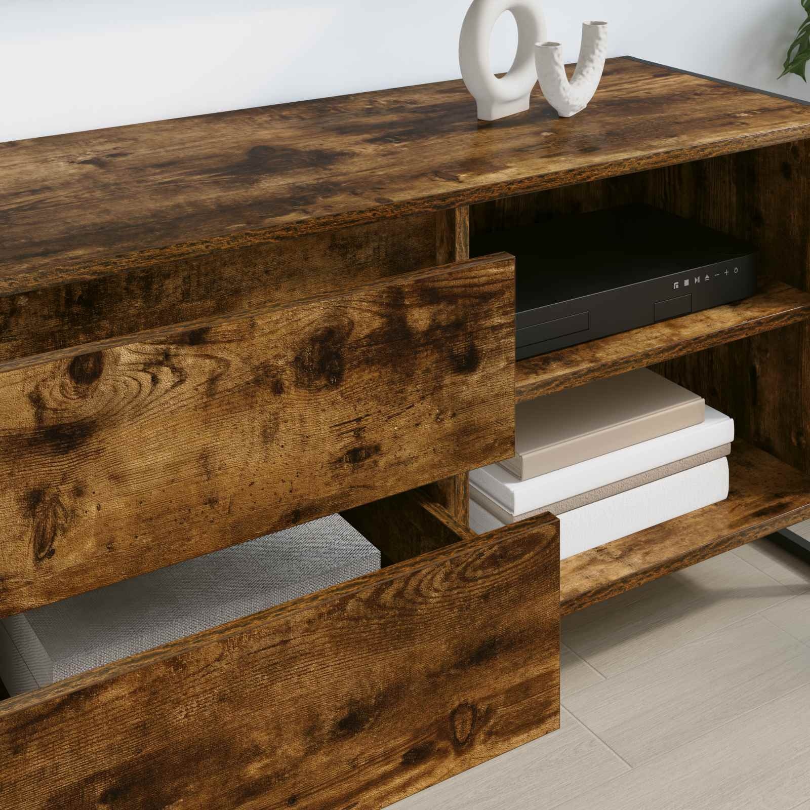 VidaXL TV-kast met lade Rook Eik 100 x 36 x 49,5 cm Bewerkt hout