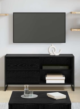 VidaXL TV-kast met lade Zwart Eiken 100 x 36 x 49,5 cm Bewerkt hout