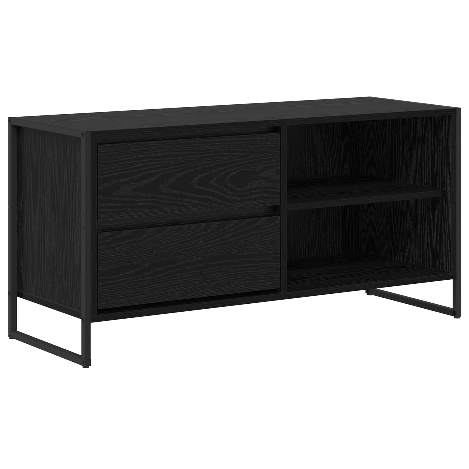 VidaXL TV-kast met lade Zwart Eiken 100 x 36 x 49,5 cm Bewerkt hout