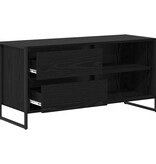 VidaXL TV-kast met lade Zwart Eiken 100 x 36 x 49,5 cm Bewerkt hout