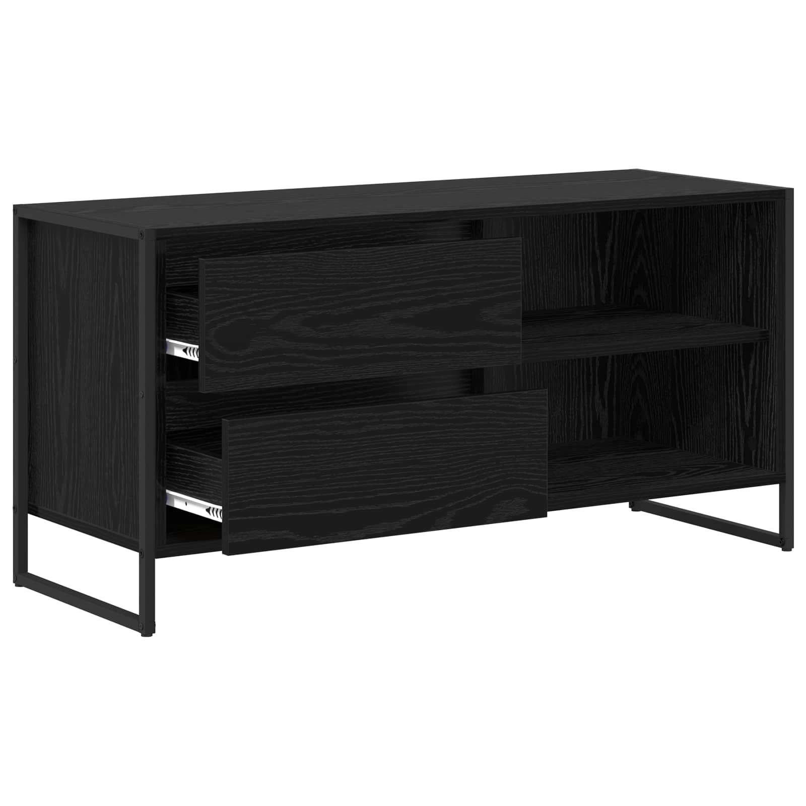 VidaXL TV-kast met lade Zwart Eiken 100 x 36 x 49,5 cm Bewerkt hout