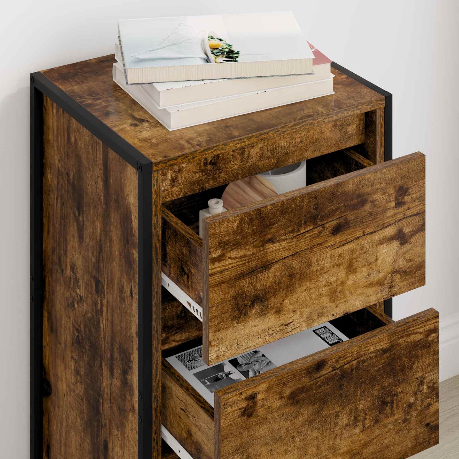 VidaXL Dressoir met lade Rook Eik 42 x 36 x 75.5 cm Bewerkt hout