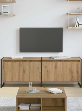 VidaXL TV-kast Ambachtelijk eiken 140 x 36 x 49.5 cm Bewerkt hout