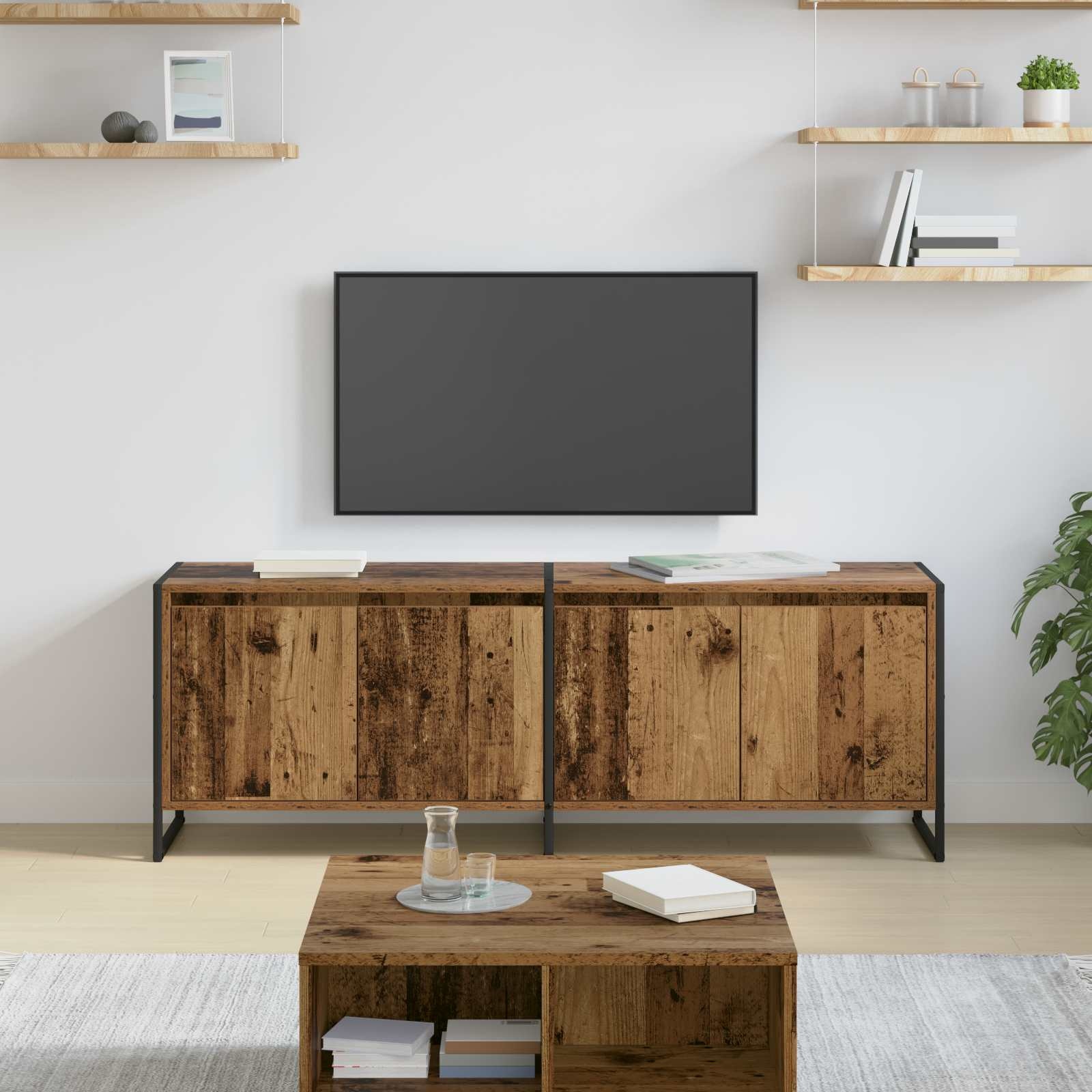 VidaXL TV-kast Oud Hout 140 x 36 x 49.5 cm Bewerkt hout