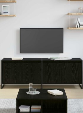 VidaXL TV-kast Zwart Eiken 140 x 36 x 49.5 cm Bewerkt hout