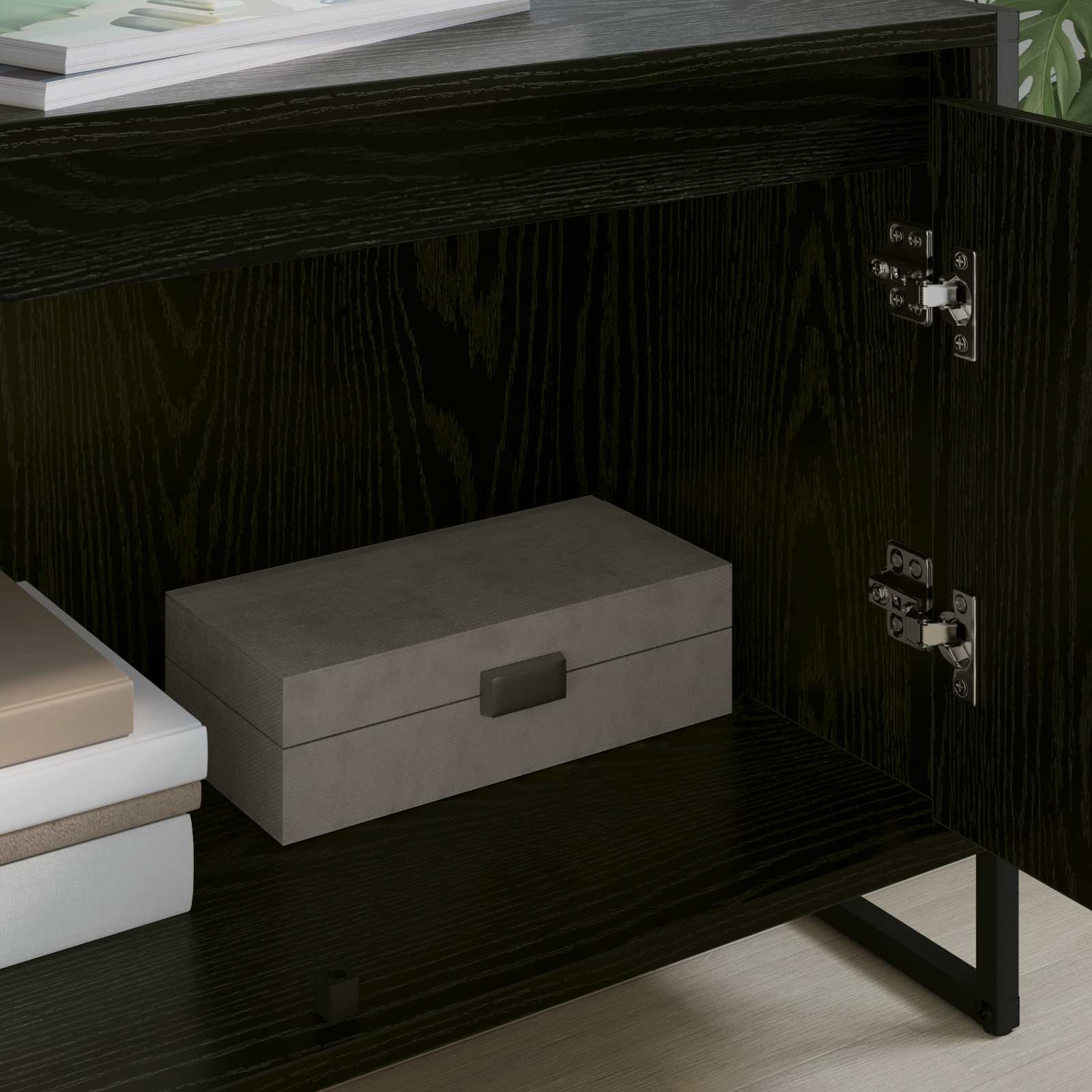 VidaXL TV-kast Zwart Eiken 140 x 36 x 49.5 cm Bewerkt hout