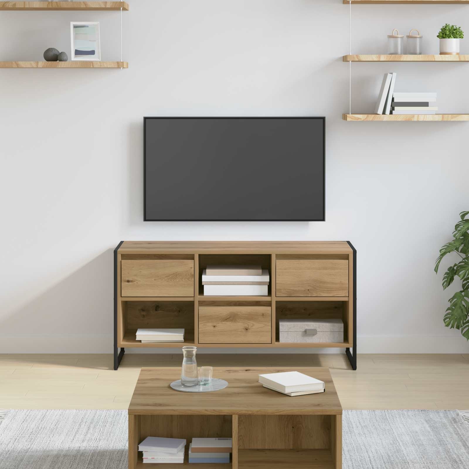 VidaXL TV-kast Ambachtelijk eiken 100 x 36 x 49,5 cm Bewerkt hout