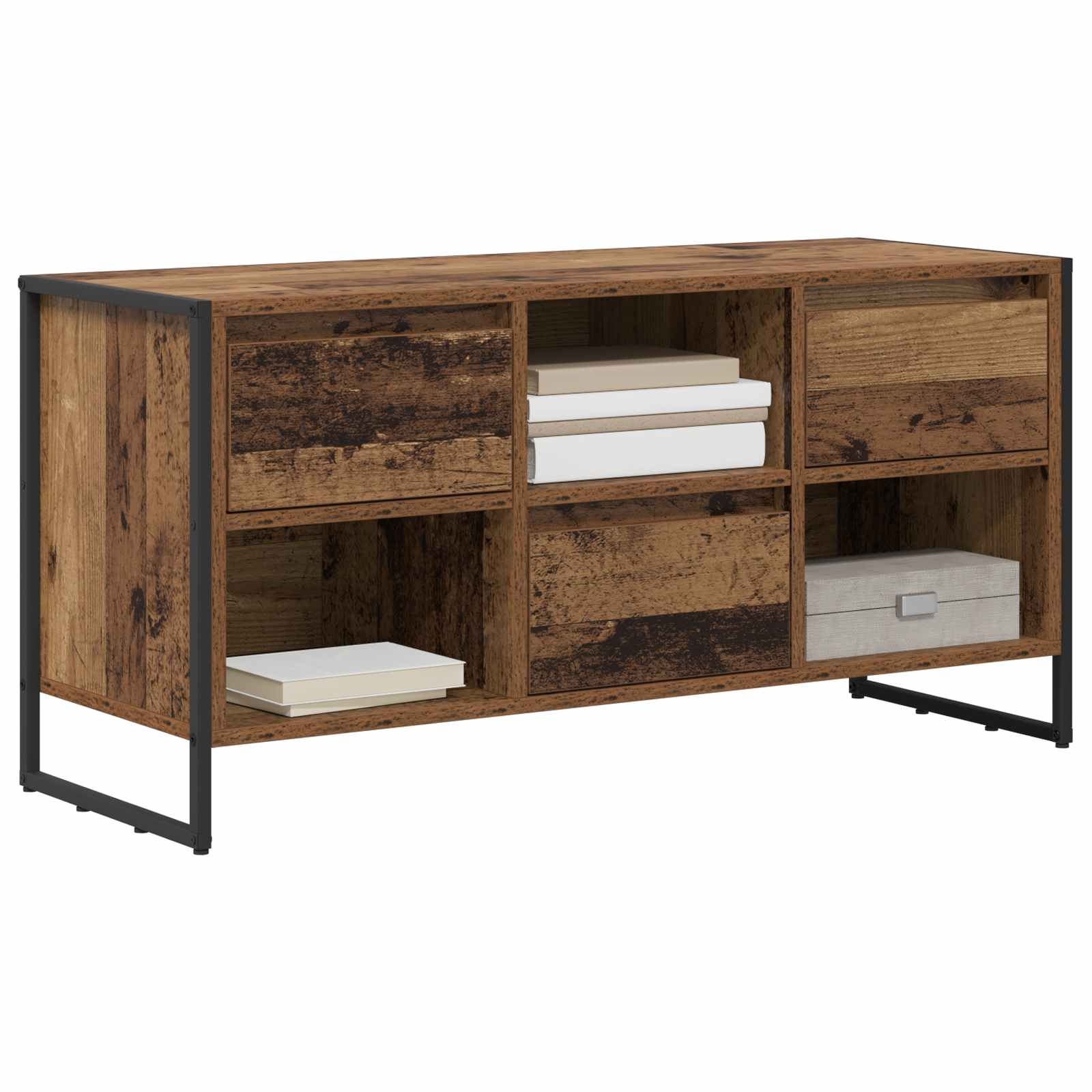VidaXL TV-kast met lade Oud Hout 100 x 36 x 49,5 cm Bewerkt hout