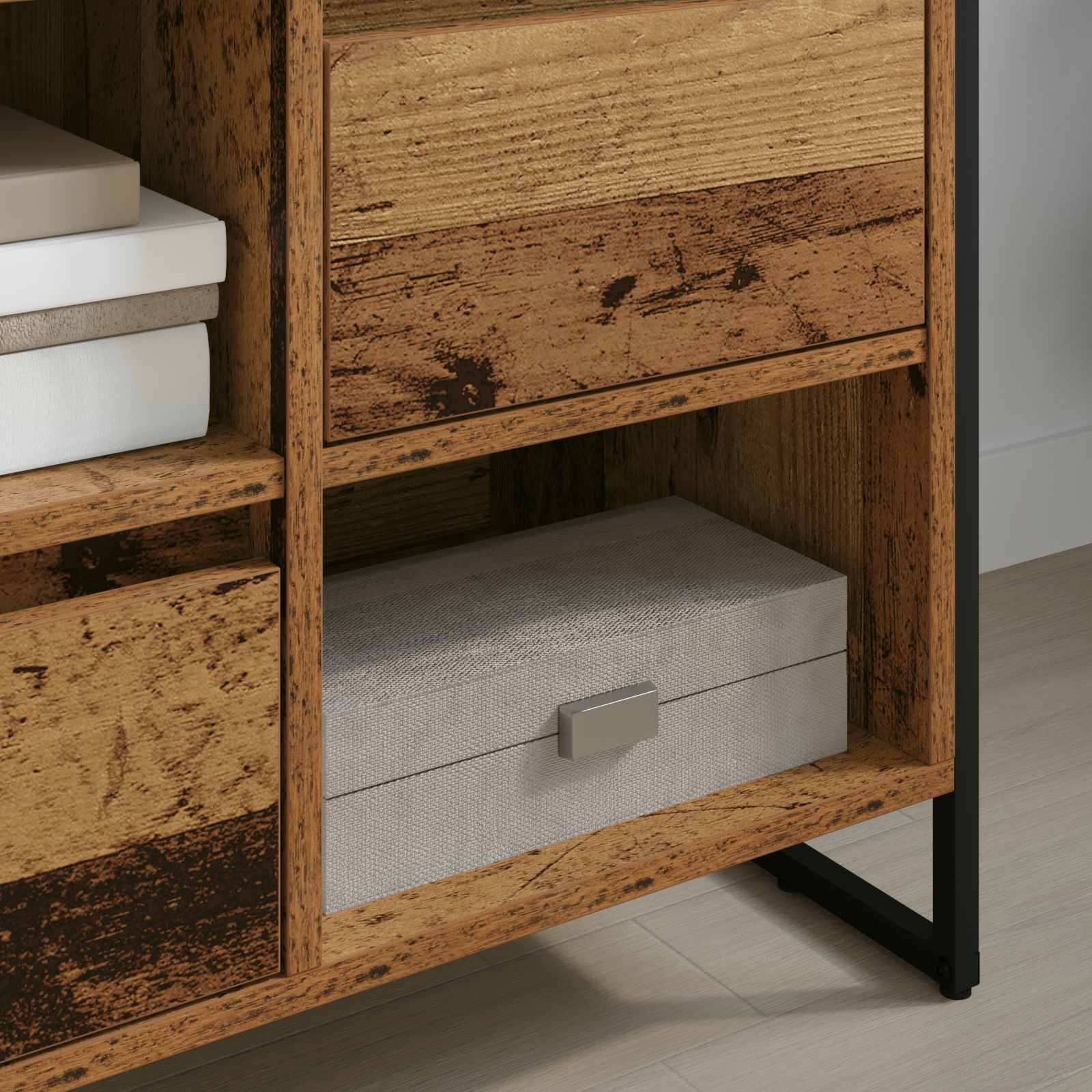 VidaXL TV-kast met lade Oud Hout 100 x 36 x 49,5 cm Bewerkt hout