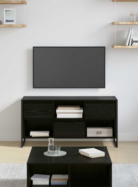 VidaXL TV-kast met lade Zwart Eiken 100 x 36 x 49,5 cm Bewerkt hout
