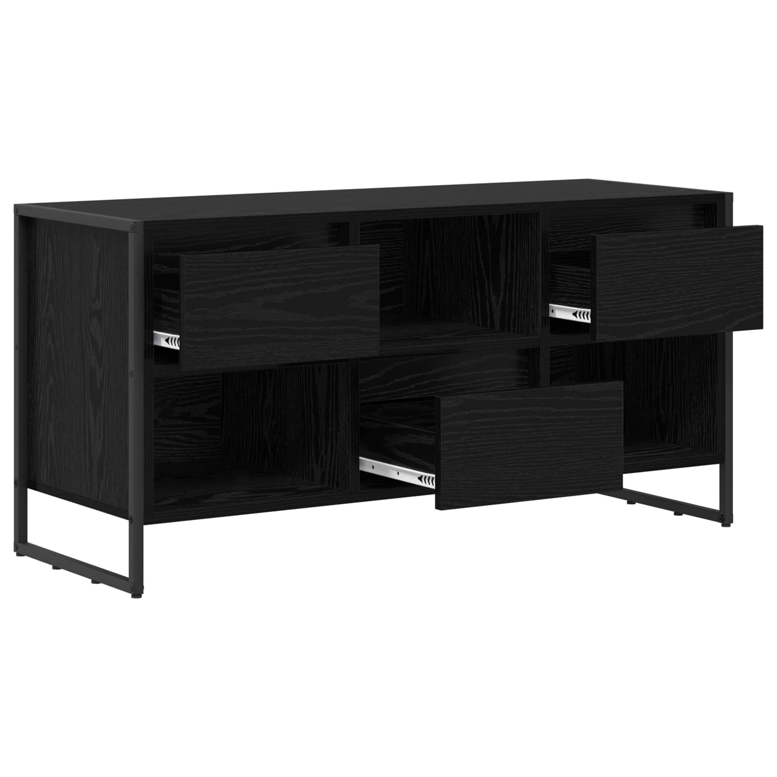 VidaXL TV-kast met lade Zwart Eiken 100 x 36 x 49,5 cm Bewerkt hout